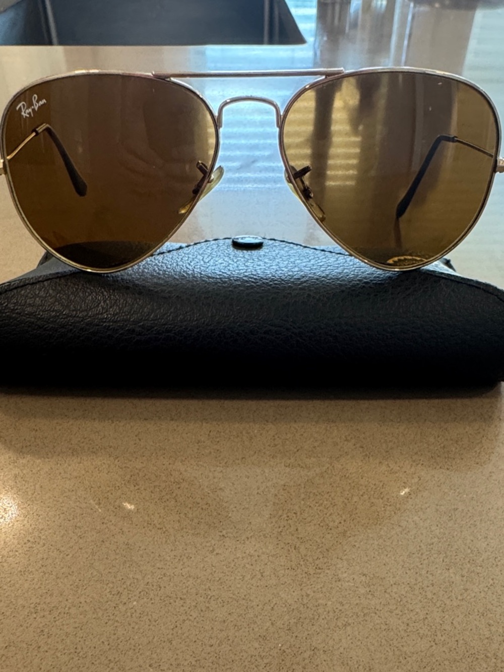 Ray-Ban Aviator Sunglasses in Gold with Brown Lenses